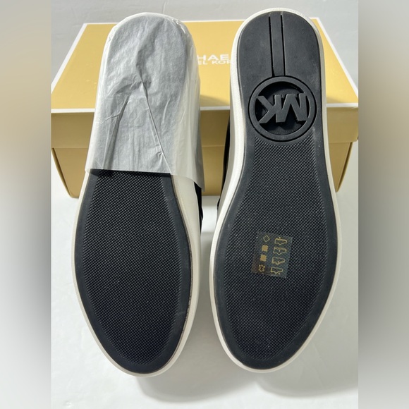 Michael Kors Trent LOVE leather slip on wedge loafer sneaker black size 9.5 - Picture 7 of 12